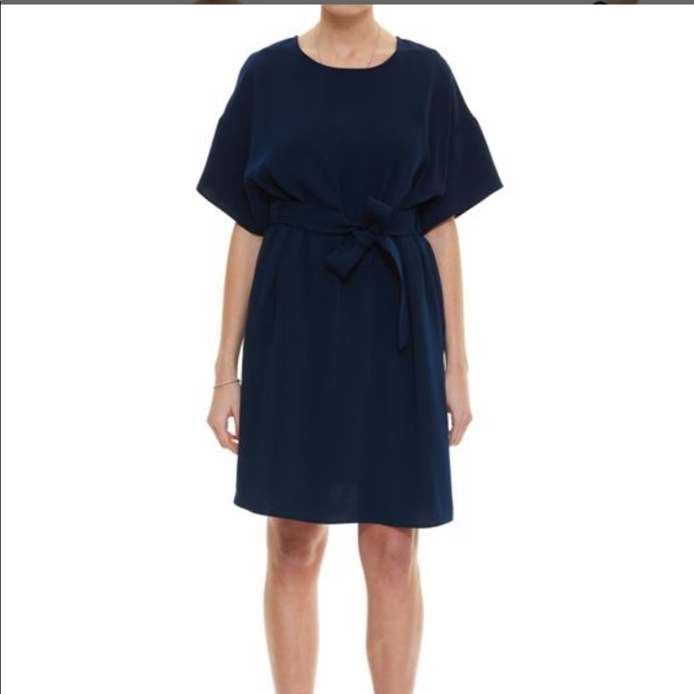 Navy belted dress